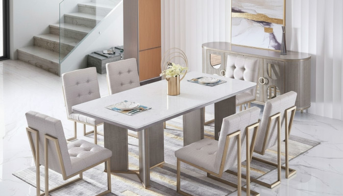 Luksusowe Meble Stół obiadowy Tabela jadalnia Salon Marmurowe Drewno Design