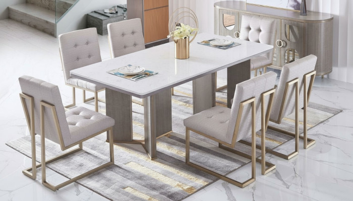 Luksusowe Meble Stół obiadowy Tabela jadalnia Salon Marmurowe Drewno Design