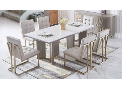 Luksusowe Meble Stół obiadowy Tabela jadalnia Salon Marmurowe Drewno Design