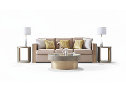 Trzyosobowa Design Podkładka Siedziba Włókienniczy Sofa 3 miejsce do siedzenia Meble Beżowy New Luxury Meble