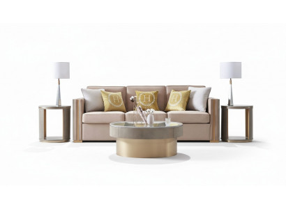 Trzyosobowa Design Podkładka Siedziba Włókienniczy Sofa 3 miejsce do siedzenia Meble Beżowy New Luxury Meble