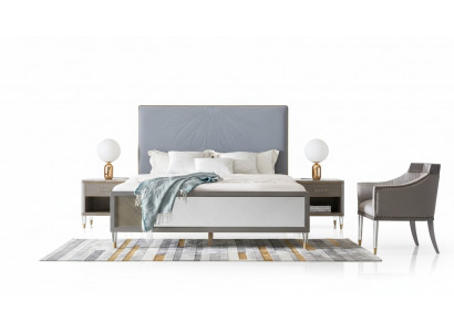 Skóra Łóżko Podwójne łóżko Szare 180x200 łóżko Podkładka Luxury Double