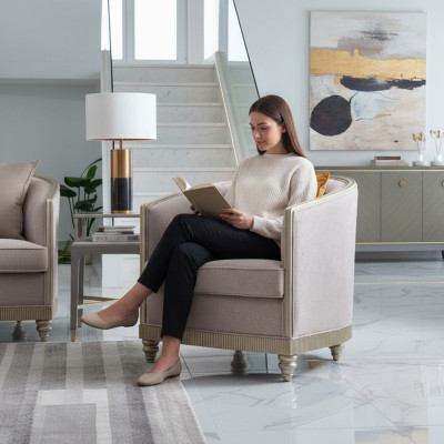Fotel Design Couch Sofa Relaks Włókienniczy Lounge Club Podkładka miejsce siedzące Luksusowa jednoosobowa sofa