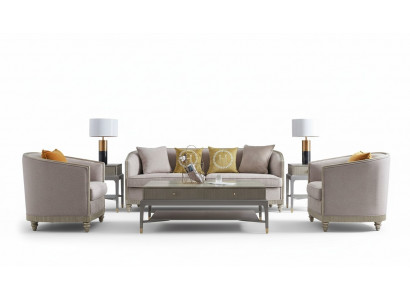 Designerska Kanapa Siedziba Podkładka 3+1+1 miejsce do siedzenia BeigeTextil Ustawić Sofa Aksamit Nowość