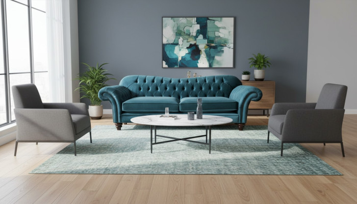 Sofa Luxury Włókienniczy Chesterfield Couch Sofy Podkładka Duże 3 miejsce do siedzenia Ustawić