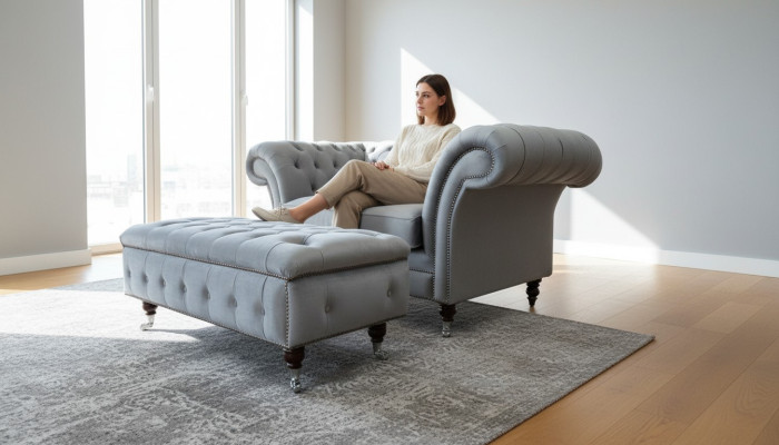 Design Chesterfield Materiał Couch Fotel 1.5 Podkładka Sofy Lounge Club Nowość