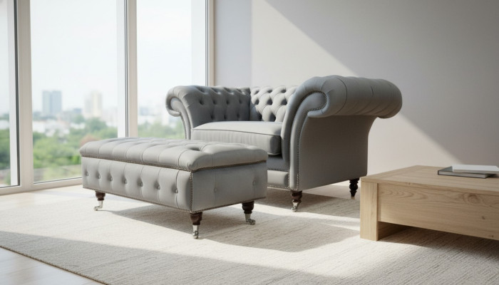 Design Chesterfield Materiał Couch Fotel 1.5 Podkładka Sofy Lounge Club Nowość