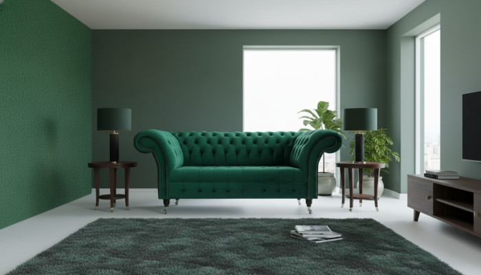 Chesterfield Green 2 miejsce do siedzenia Kanapa Podkładka Sofy Kanapy Design Sofa Club Włókienniczy