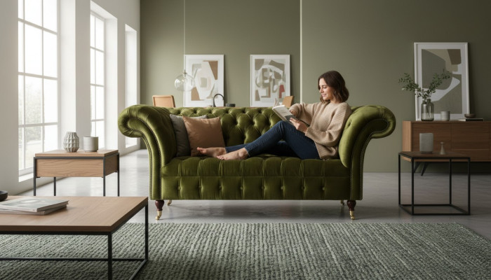 Sofa dwuosobowa 2 miejsce do siedzenia Classic Podkładka Nowe Kanapy Chesterfield Couch Nowe