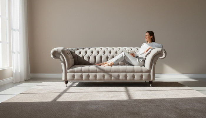 Sofa 3 miejsce do siedzenia Żywy krajobraz Sofy Podkładka Ustawić Materiał Chesterfield