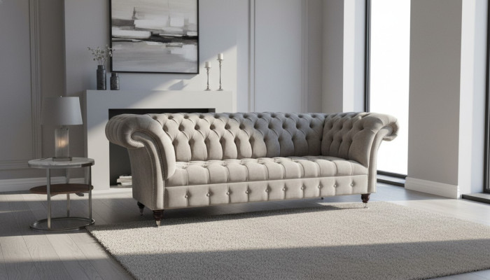 Sofa 3 miejsce do siedzenia Żywy krajobraz Sofy Podkładka Ustawić Materiał Chesterfield