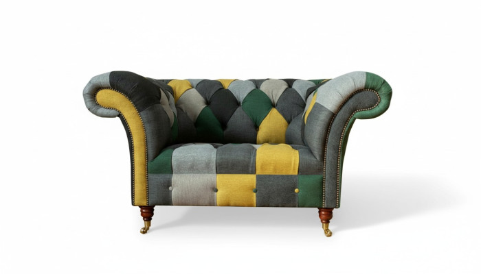 Chesterfield Fotel TV Couch 1,5 miejsce do siedzenia Sofa Włókienniczy Material Couches Podkładka