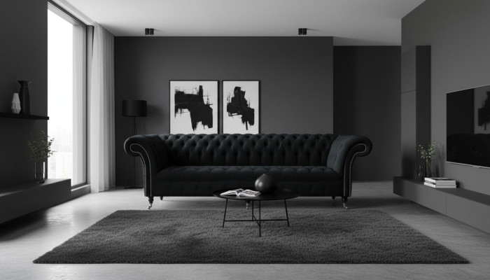 Chesterfield Sofa 4 miejsce do siedzenia Duża Podkładka Design Couches Sofy Ustawić