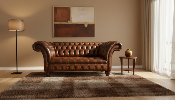 Design Chesterfield Sofa 2 miejsce do siedzenia Brown Couch Podkładka Sofy Sofa do Salonu Nowość