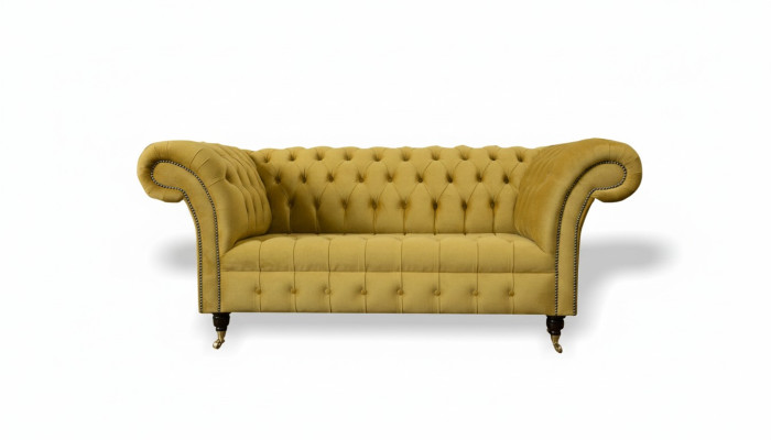 Chesterfield Design Luksusowa Podkładka Sofa Kanapa Siedziba Ustaw Skóra Włókienniczy Żółta Nowość
