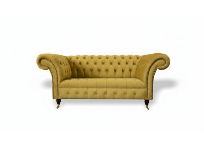 Chesterfield Design Luksusowa Podkładka Sofa Kanapa Siedziba Ustaw Skóra Włókienniczy Żółta Nowość