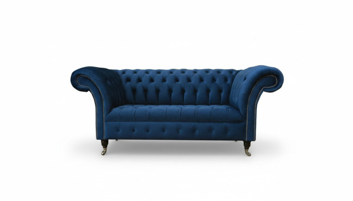Design Chesterfield Zestaw sofowy 2 miejsce do siedzenia Sofa Włókienniczy Blue Podkładka Sofas Blue