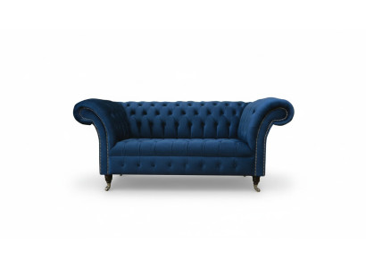 Design Chesterfield Zestaw sofowy 2 miejsce do siedzenia Sofa Włókienniczy Blue Podkładka Sofas Blue