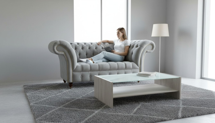 Chesterfield Fotel Couch Podkładka Sofa Włókienniczy Kanapy 1,5 miejsca do siedzenia jednoosobowe