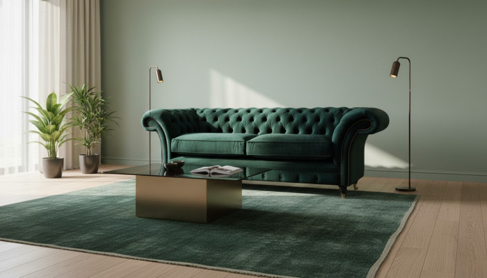 Klasyczna kanapa Chesterfield Podkładka Sofa Sofy Aksamit 3 miejsce siedzące Chester