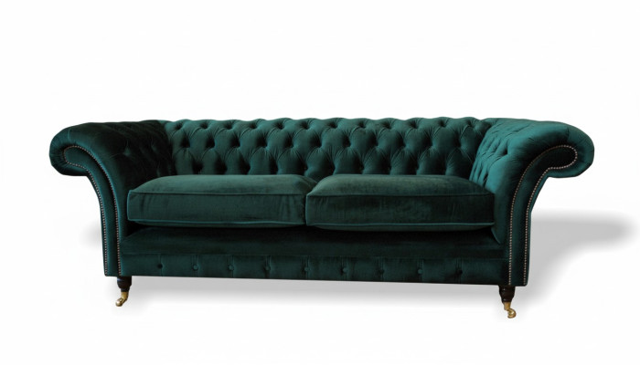 Klasyczna kanapa Chesterfield Podkładka Sofa Sofy Aksamit 3 miejsce siedzące Chester