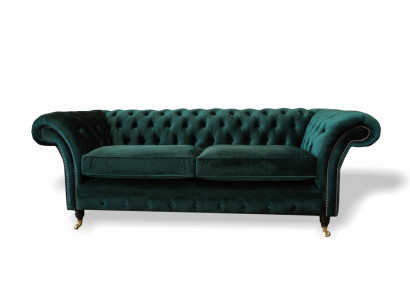 Klasyczna kanapa Chesterfield Podkładka Sofa Sofy Aksamit 3 miejsce siedzące Chester