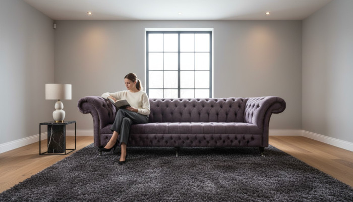 xxl Duża Sofa Couch Chesterfield 265cm Podkładka Sofy 4 miejsce do siedzenia Skóra