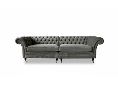 XXL Chesterfield Sofa 4 miejsce do siedzenia Sofa Podkładka Siedziba Ustawić Włókienniczy Skóra