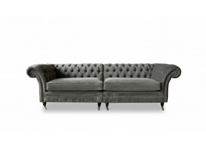 XXL Chesterfield Sofa 4 miejsce do siedzenia Sofa Podkładka Siedziba Ustawić Włókienniczy Skóra