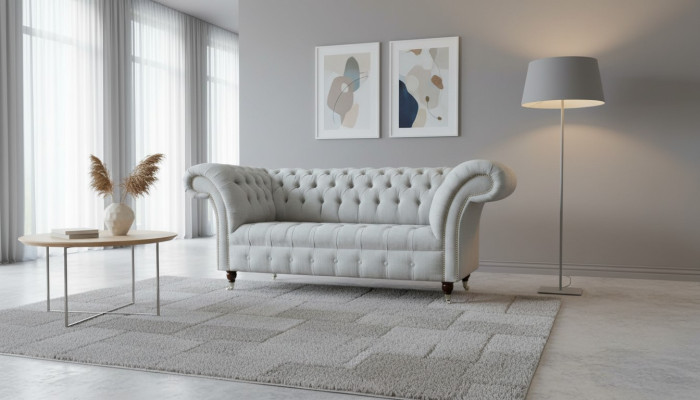 Chesterfield 2 miejsce do siedzenia Salon Sofa Sofa Podkładka Włókienniczy Materiał Ustawić Nowy