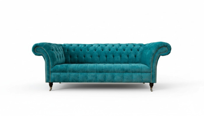 Chesterfield Couch Podkładka Sofas Classic Włókienniczy Turkis 3 miejsce do siedzenia Material
