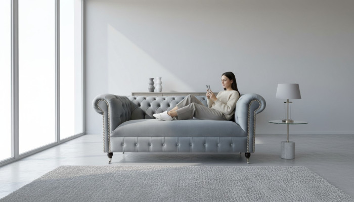 Chesterfield Sofa Couch Podkładka Materiał Skóra Włókienniczy Kanapy Deko Ustawić