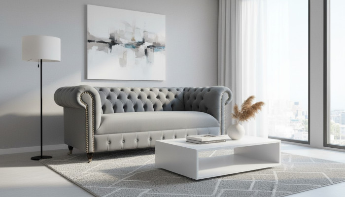 Chesterfield Sofa Couch Podkładka Materiał Skóra Włókienniczy Kanapy Deko Ustawić