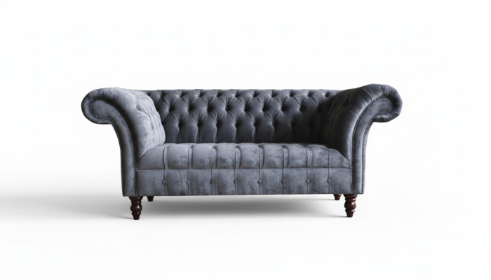 Chesterfield 3 miejsce do siedzenia Salon Kanapa Sofa Podkładka Siedziba Włókienniczy Ustawić Gray