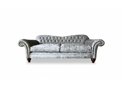 Sofa trzyosobowa 3 Siedziba Couch Chesterfield Podkładka Siedziba Ustawić Aksamit Szary
