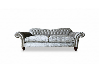 Sofa trzyosobowa 3 Siedziba Couch Chesterfield Podkładka Siedziba Ustawić Aksamit Szary
