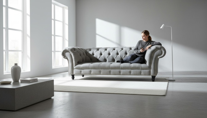 Chesterfield 3 miejsce do siedzenia Designerska Sofa Podkładka Sofy Kanapy Materiał Włókienniczy