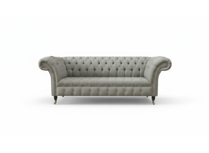 Szary Chesterfield Sofa Kanapa Podkładka Materiał Skóra Couchen Aksamit Ustawić