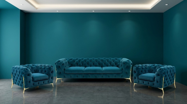 Chesterfield Designe Zestaw sofowy 3+1+1 Siedziba Sofa Couch Materiał Ustawić Podkładkę Set