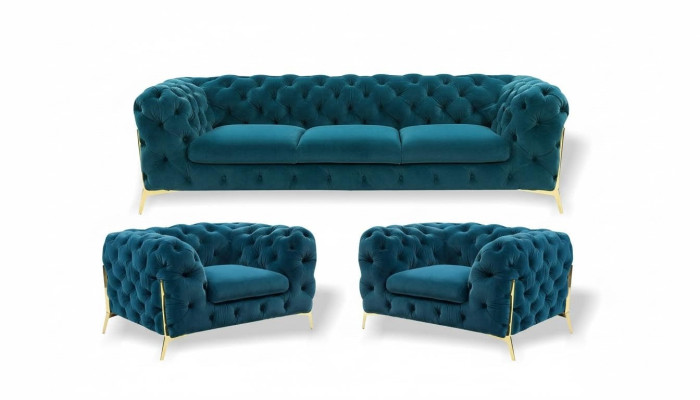 Chesterfield Designe Zestaw sofowy 3+1+1 Siedziba Sofa Couch Materiał Ustawić Podkładkę Set