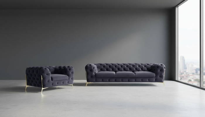 Włochy Meble Zestaw sofowy 3+1 miejsce do siedzenia Design Sofa Podkładka Kanapy Chesterfield