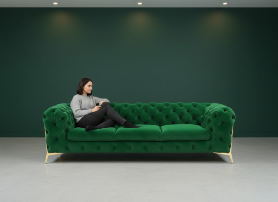 Sofa 3 miejsce do siedzenia Design Sofy Podkładka Couchen Skóra Relaks Chesterfield Siedziba Meble