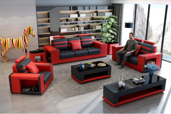 Luksusowy Zestaw sofowy 3+2+1 miejsce do siedzenia Żywy krajobraz Sofa Couch Podkładka Ustawić Sofy Skóra