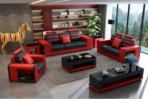 Luksusowy Zestaw sofowy 3+2+1 miejsce do siedzenia Żywy krajobraz Sofa Couch Podkładka Ustawić Sofy Skóra