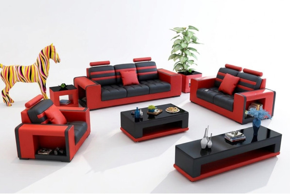 Luksusowy Zestaw sofowy 3+2+1 miejsce do siedzenia Żywy krajobraz Sofa Couch Podkładka Ustawić Sofy Skóra