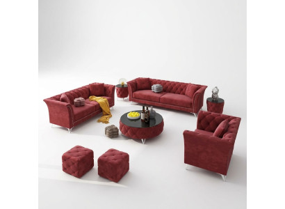 Zestaw Chesterfield 8-częściowy zestaw Couch Podkładka Ustawić Stolik kawowy Sofa