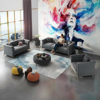 Designerski Zestaw sofowy 3+2+1 miejsce do siedzenia Materiałowe Kanapy Podkładka Ustawić Sofy Kanapa