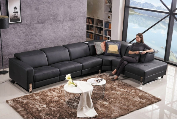 Luksusowa Sofa Skórzana Sofa w kształcie litery L Żywy krajobraz Ustaw Design Nowoczesna Sofa Narożnikowa kanapa