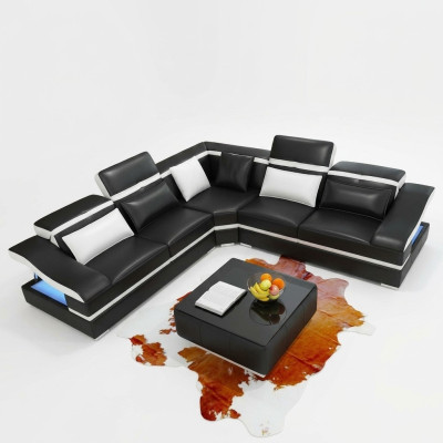 Luksusowy design Narożnik Narożnikowa kanapa Kształt litery L Nowoczesne sofy Sofa skórzana Kanapa Żywy krajobraz Sofa Siedziba