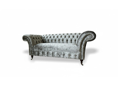 Sofa 2 miejsce do siedzenia Chesterfield Couch Podkładka Aksamit Materiał Dwumiejscowa Aksamit Szary Srebrny